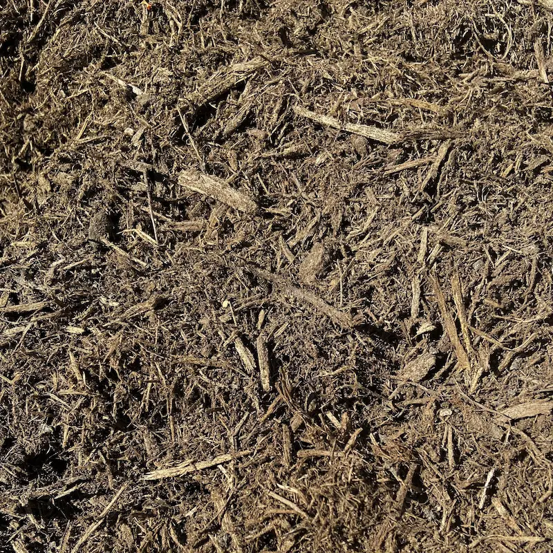 Double shredded hardwood mulch available in bulk at JTR Garden Center
